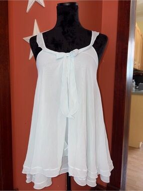 Vintage 90’s Light Blue Layered Open-Front Babydoll Sleep Chemise